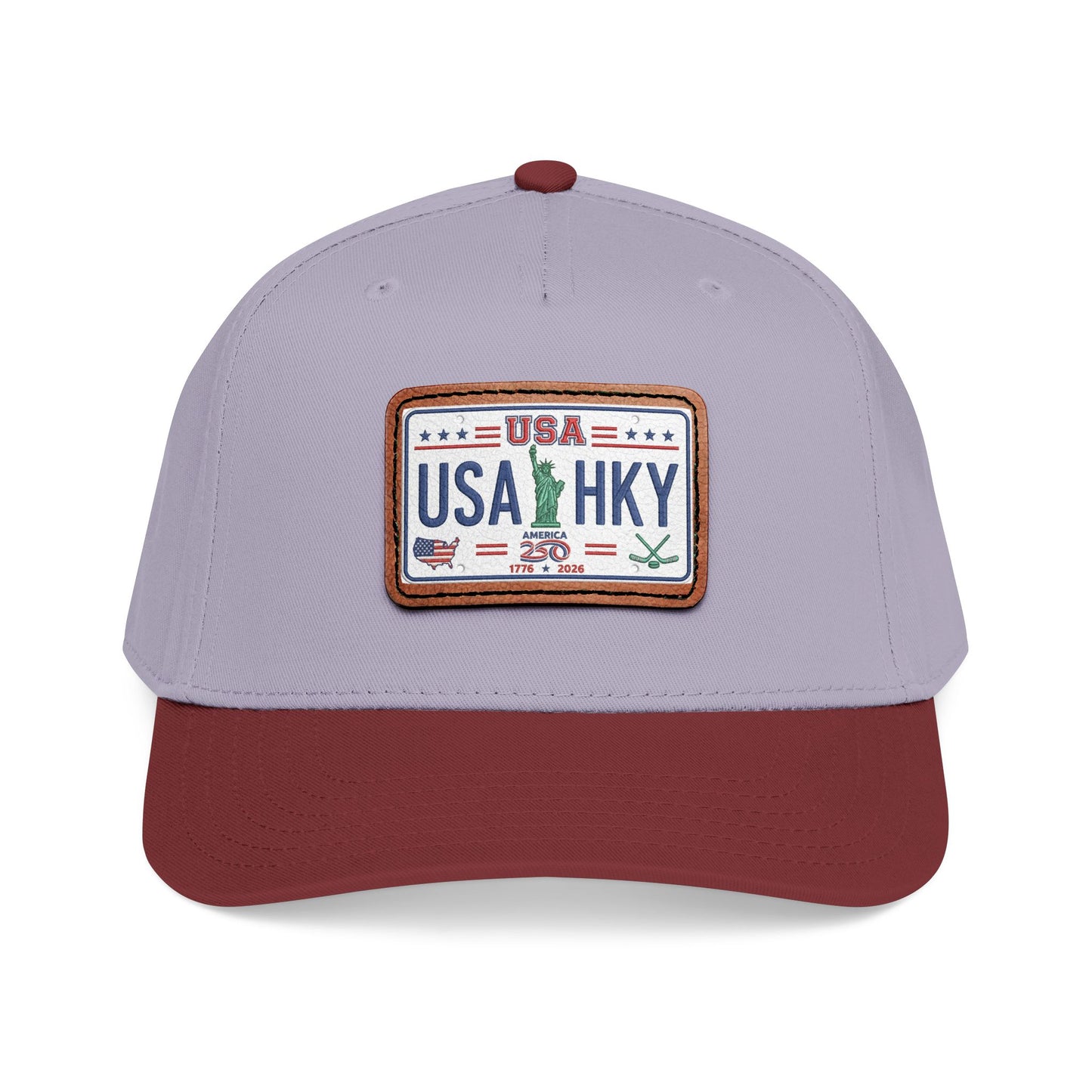Stars & Stripes Series Mid Profile Baseball Cap with Leather Patch (Rectangle)