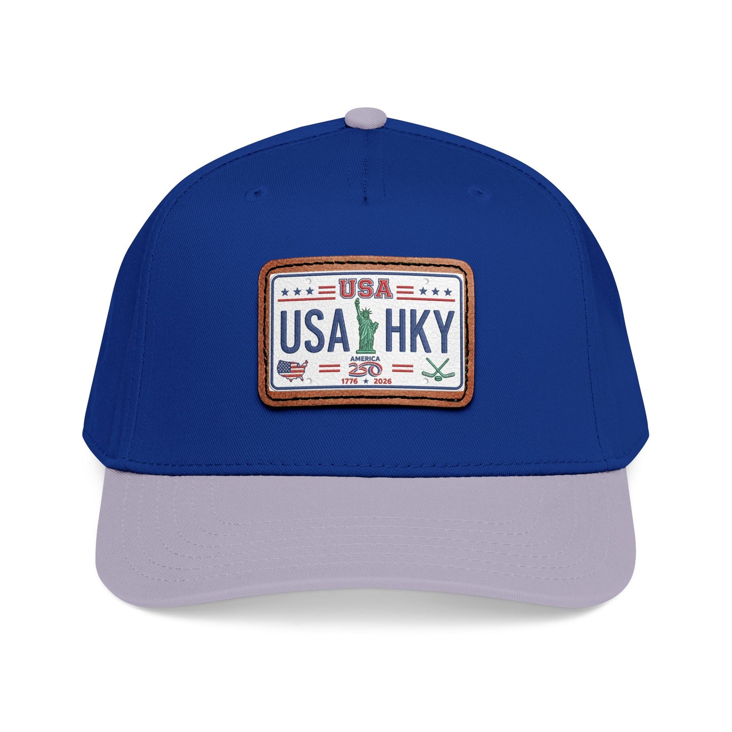 Stars & Stripes Series Mid Profile Baseball Cap with Leather Patch (Rectangle)