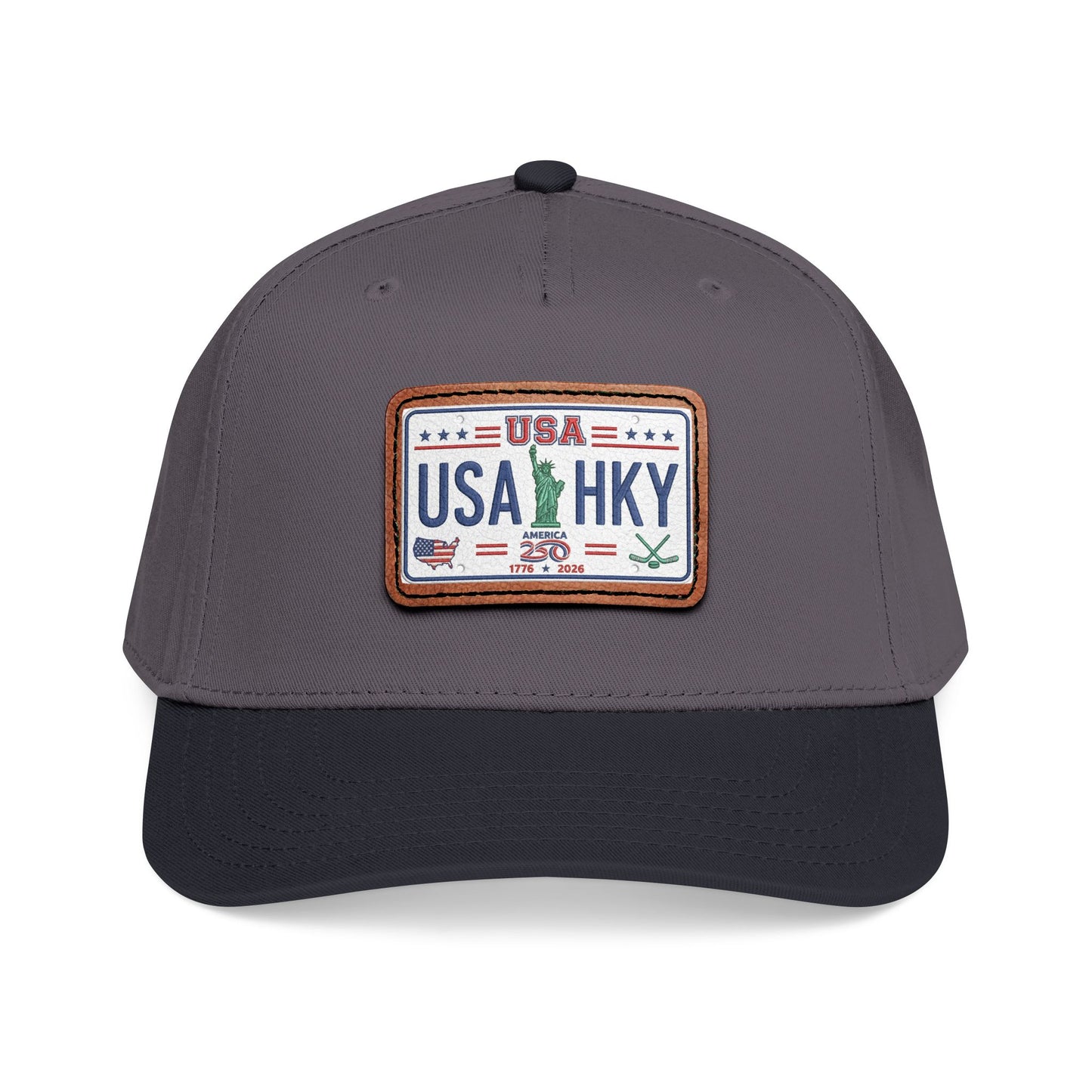Stars & Stripes Series Mid Profile Baseball Cap with Leather Patch (Rectangle)
