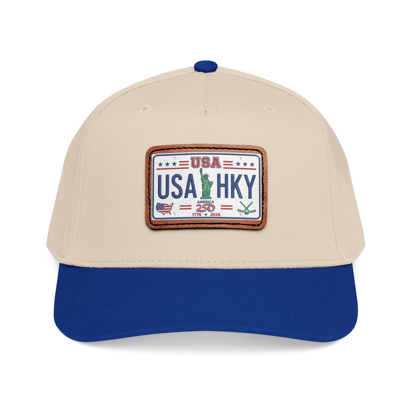Stars & Stripes Series Mid Profile Baseball Cap with Leather Patch (Rectangle)