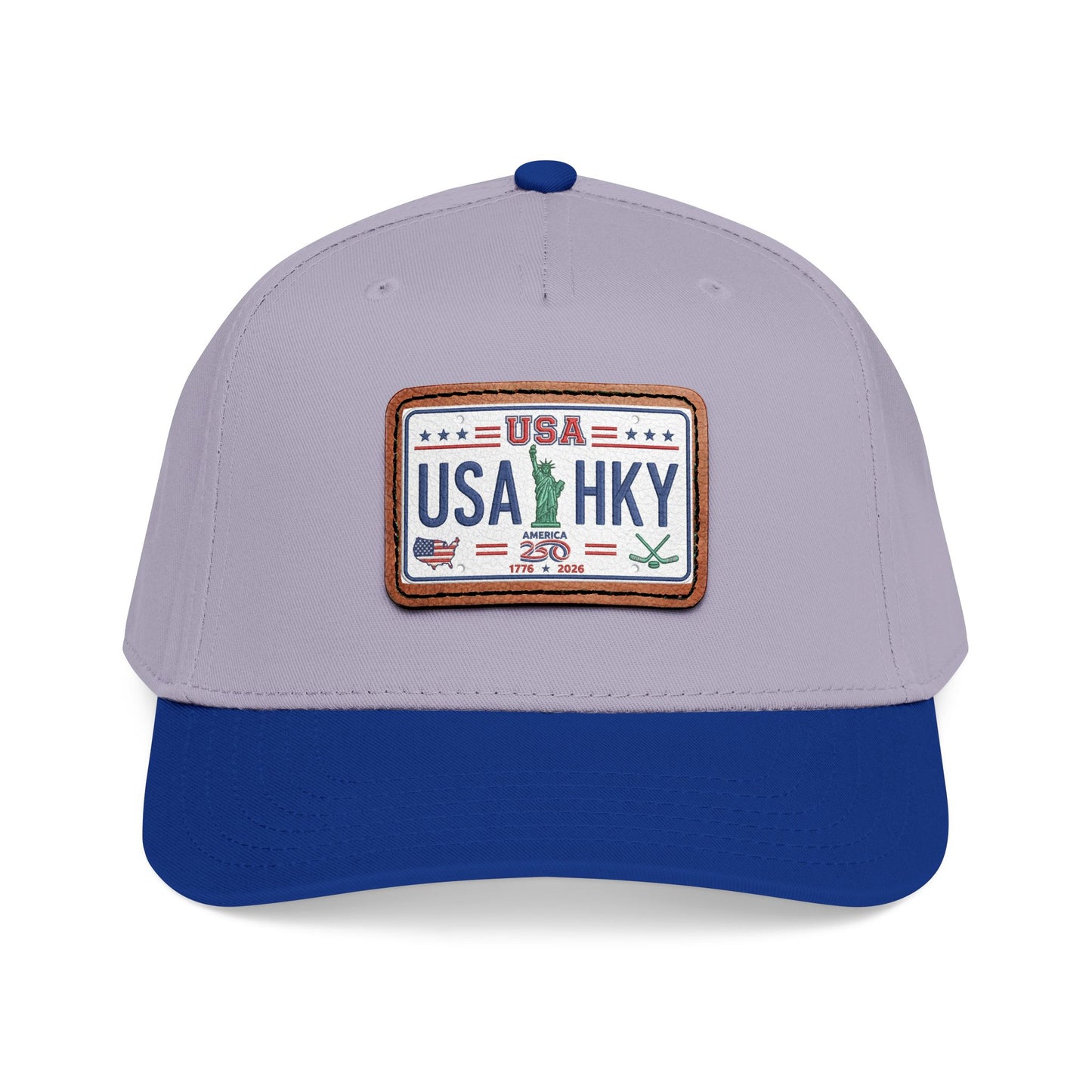 Stars & Stripes Series Mid Profile Baseball Cap with Leather Patch (Rectangle)