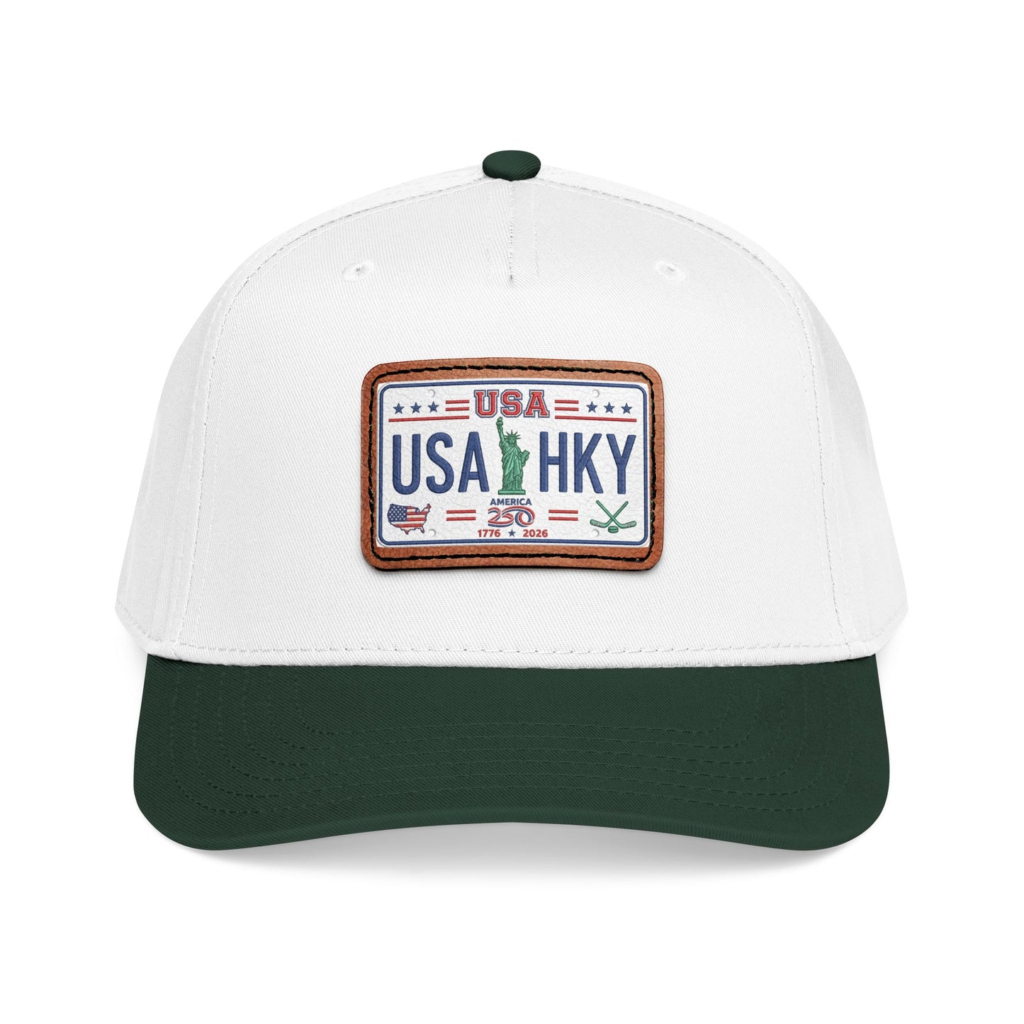 Stars & Stripes Series Mid Profile Baseball Cap with Leather Patch (Rectangle)