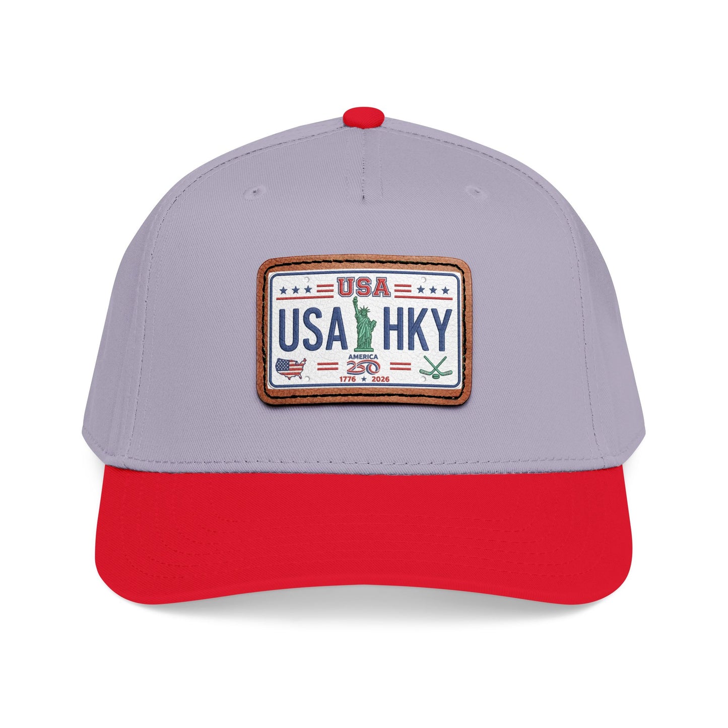 Stars & Stripes Series Mid Profile Baseball Cap with Leather Patch (Rectangle)