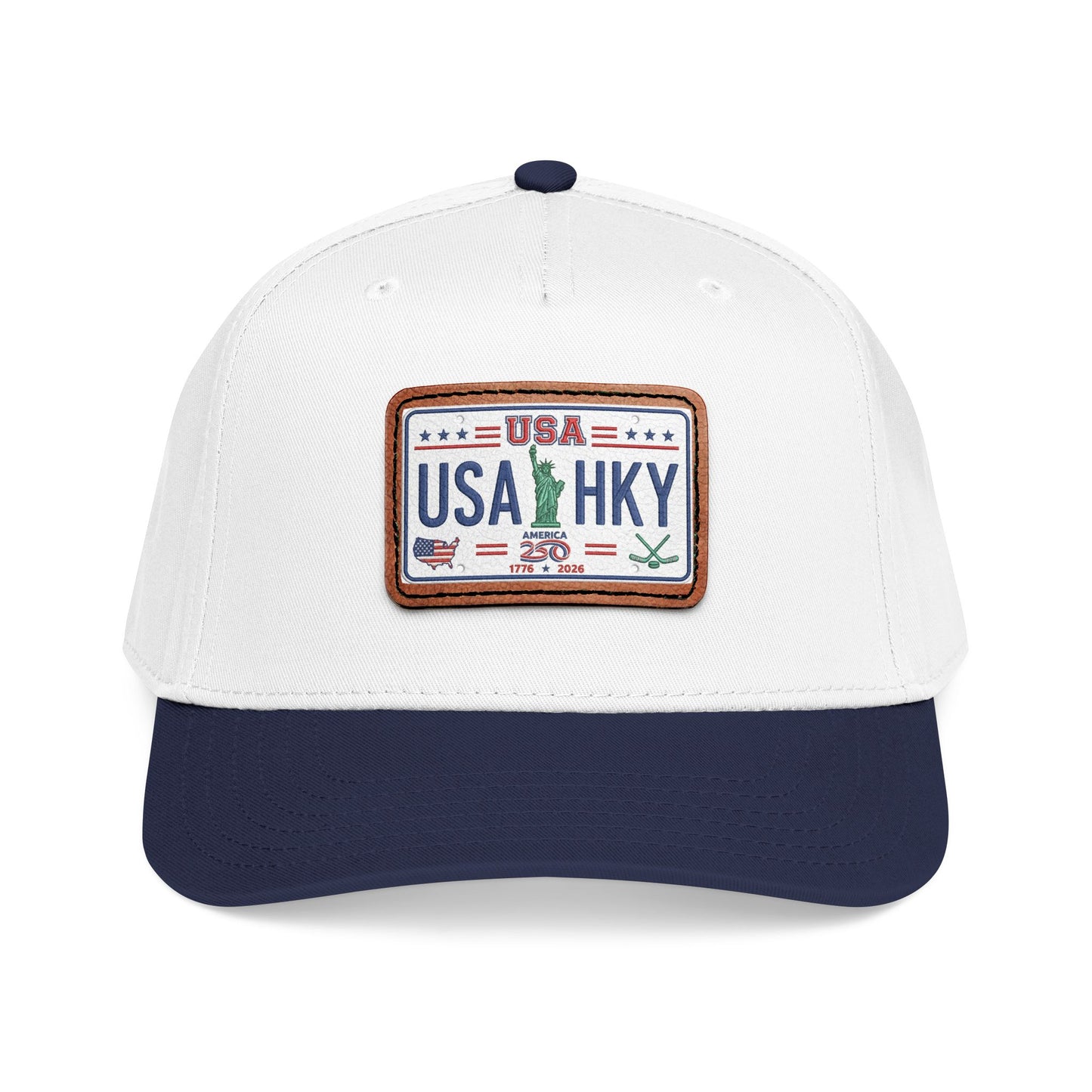 Stars & Stripes Series Mid Profile Baseball Cap with Leather Patch (Rectangle)