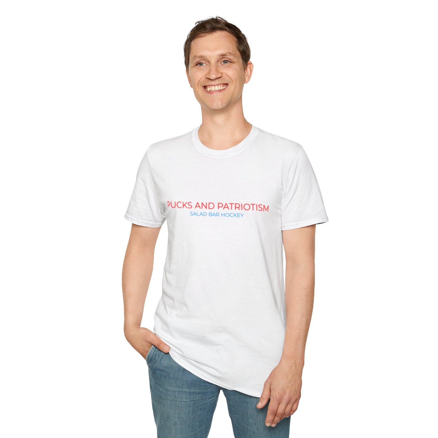 Pucks And Patriotism, Unisex USA Hockey T-Shirt (With Color)