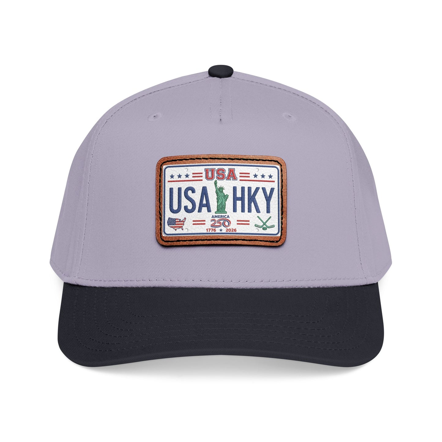 Stars & Stripes Series Mid Profile Baseball Cap with Leather Patch (Rectangle)