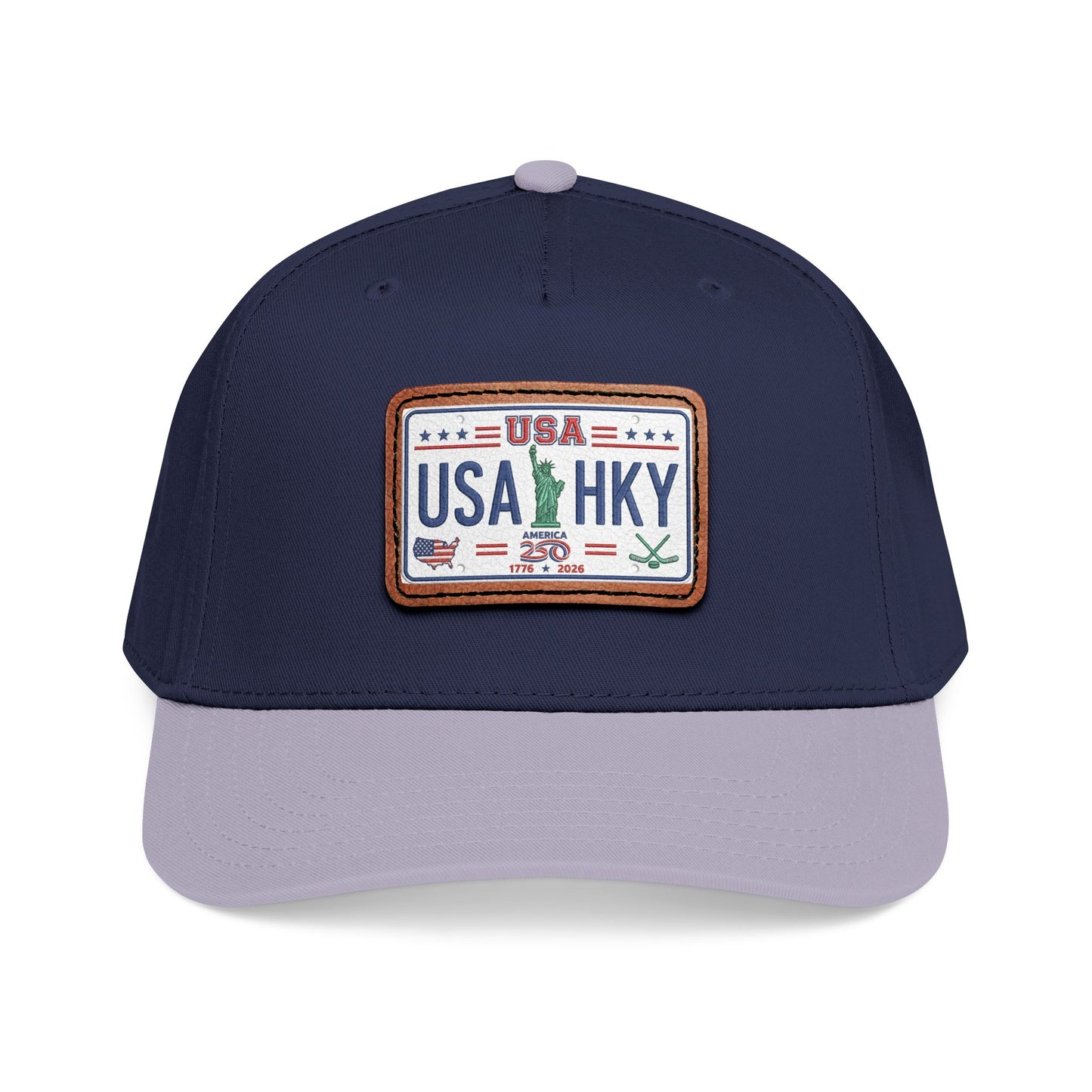 Stars & Stripes Series Mid Profile Baseball Cap with Leather Patch (Rectangle)
