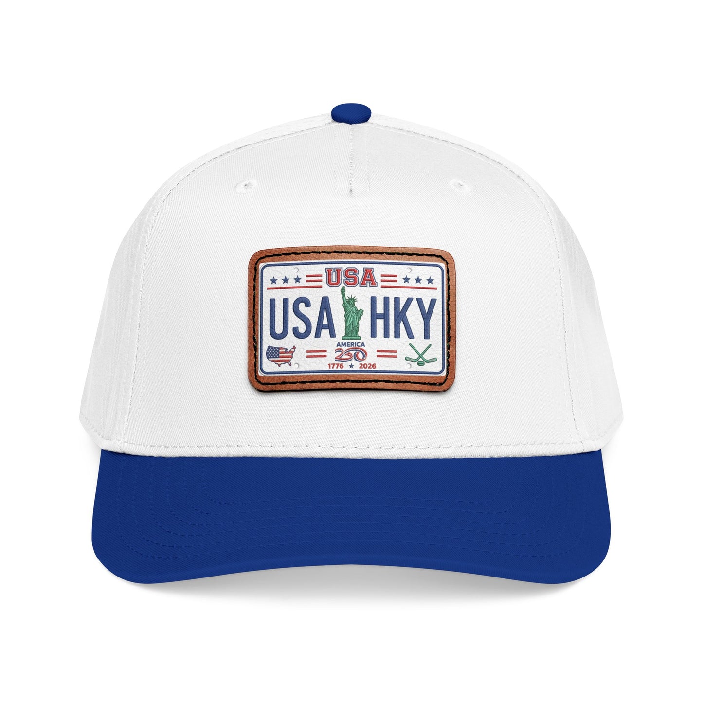 Stars & Stripes Series Mid Profile Baseball Cap with Leather Patch (Rectangle)