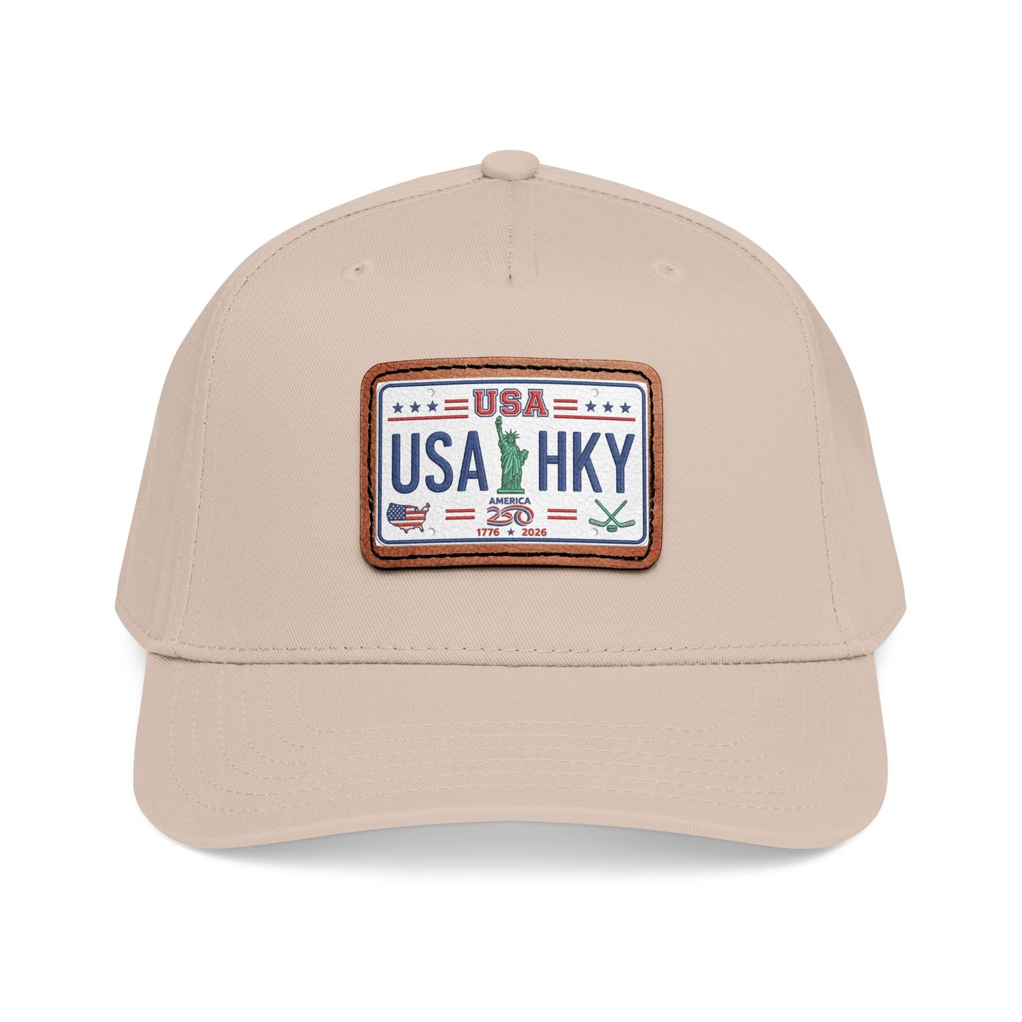 Stars & Stripes Series Mid Profile Baseball Cap with Leather Patch (Rectangle)