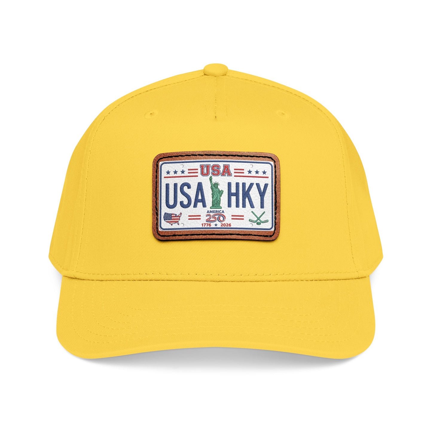 Stars & Stripes Series Mid Profile Baseball Cap with Leather Patch (Rectangle)