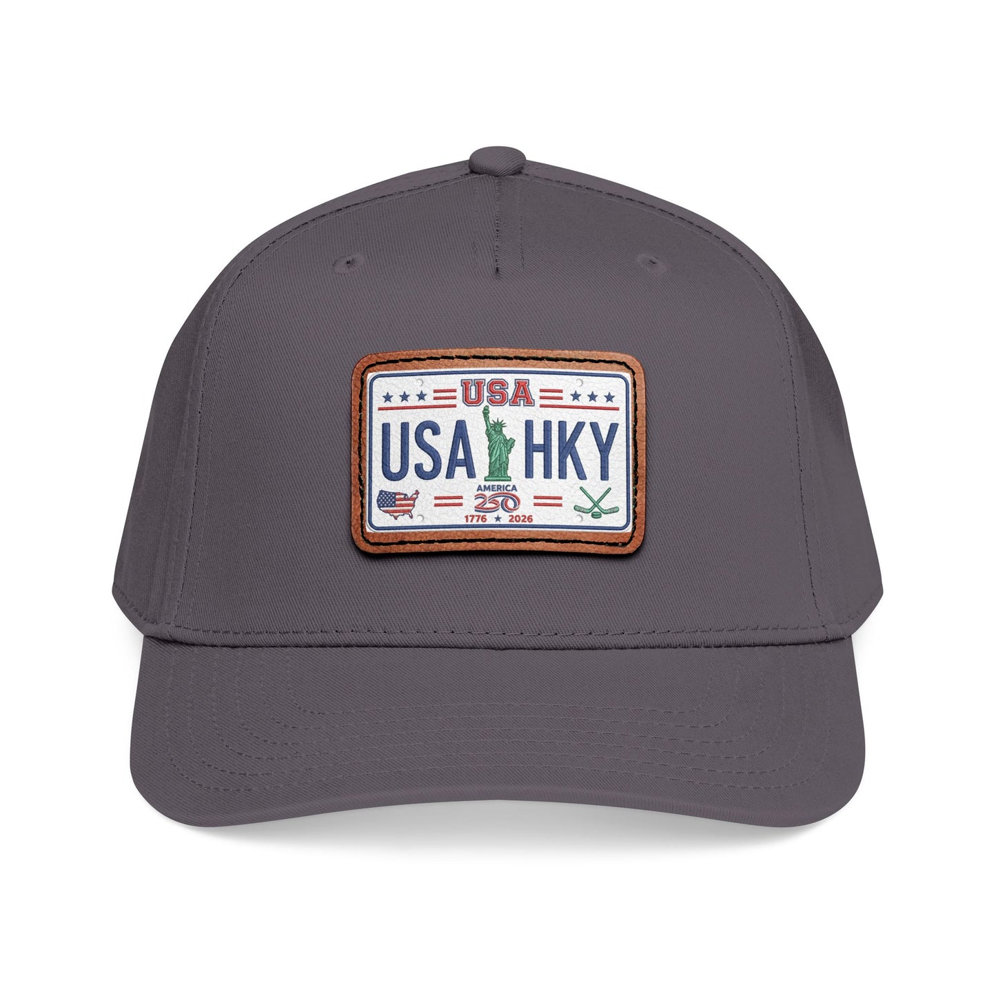 Stars & Stripes Series Mid Profile Baseball Cap with Leather Patch (Rectangle)