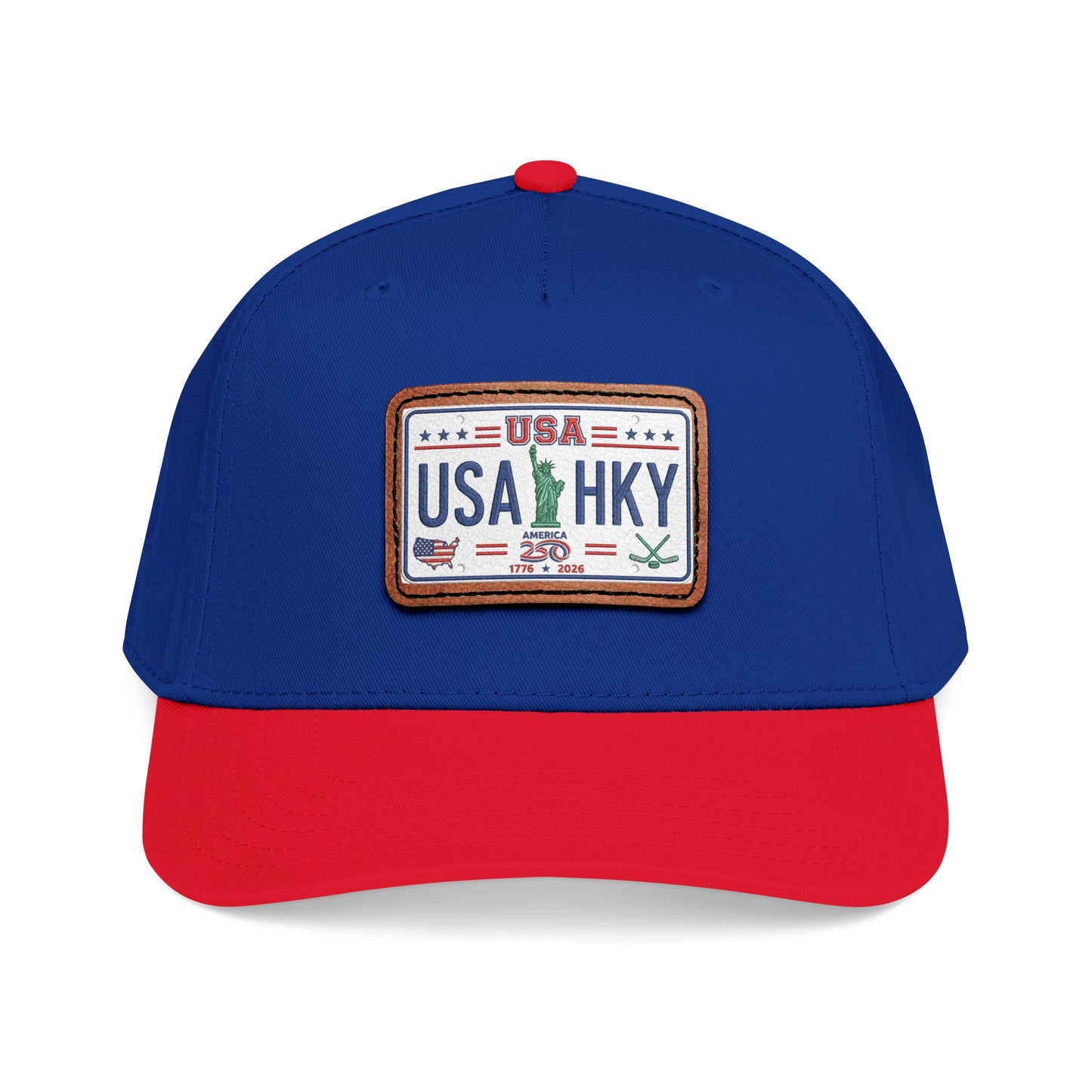Stars & Stripes Series Mid Profile Baseball Cap with Leather Patch (Rectangle)