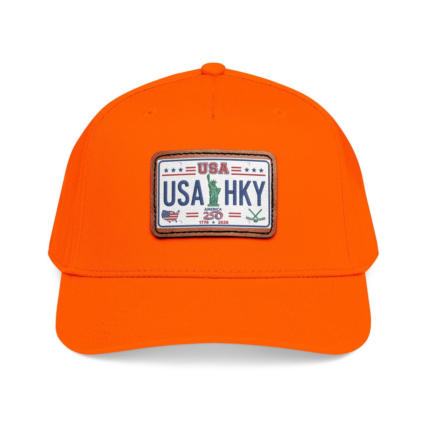 Stars & Stripes Series Mid Profile Baseball Cap with Leather Patch (Rectangle)