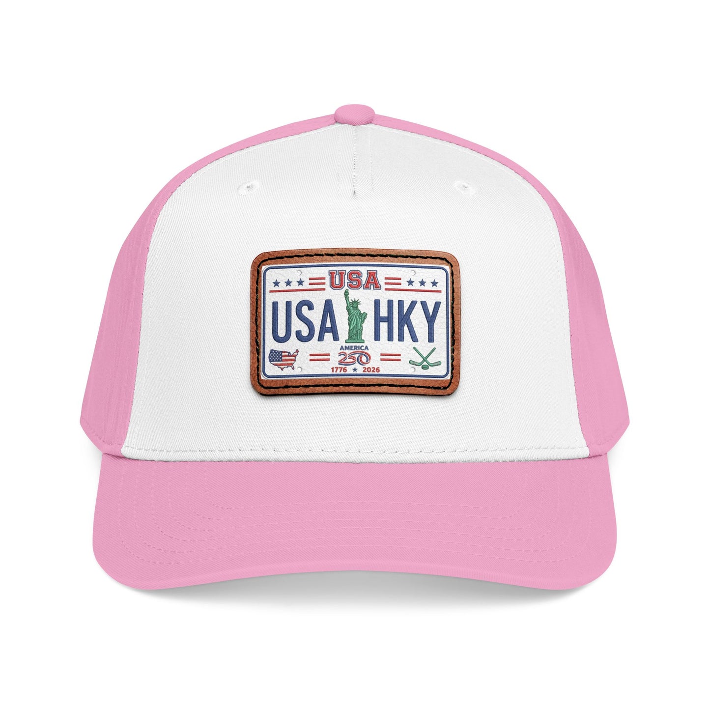 Stars & Stripes Series Mid Profile Baseball Cap with Leather Patch (Rectangle)