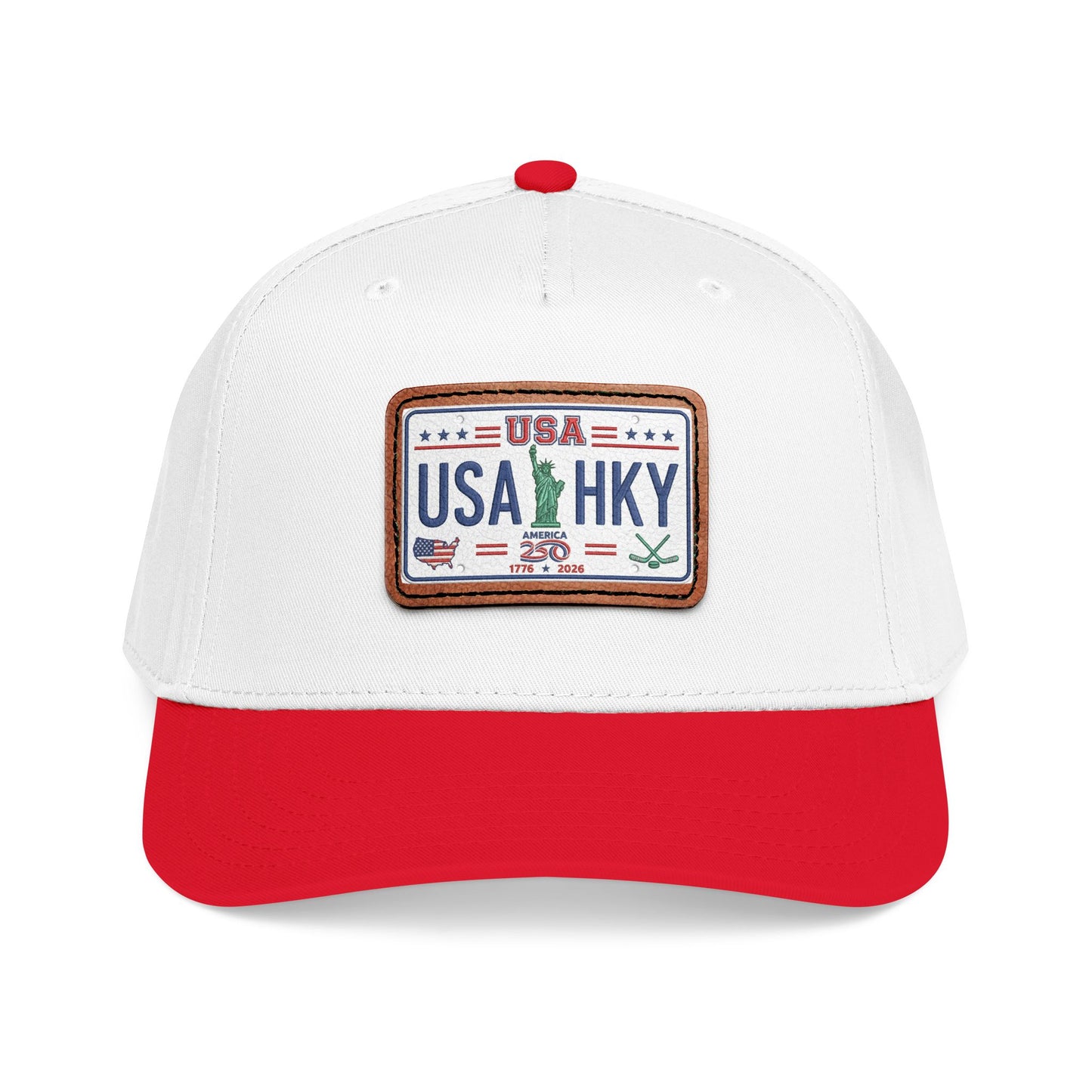 Stars & Stripes Series Mid Profile Baseball Cap with Leather Patch (Rectangle)