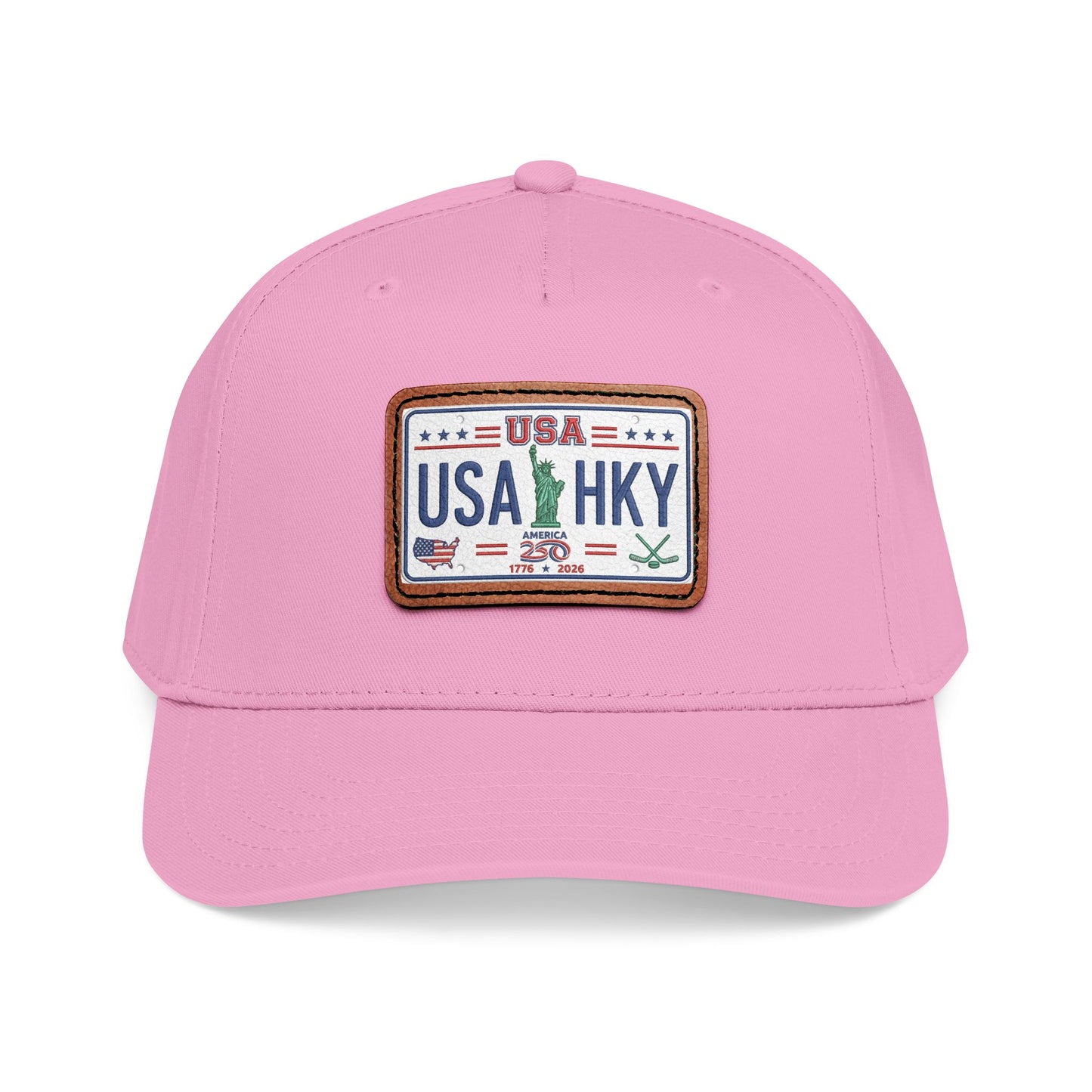 Stars & Stripes Series Mid Profile Baseball Cap with Leather Patch (Rectangle)