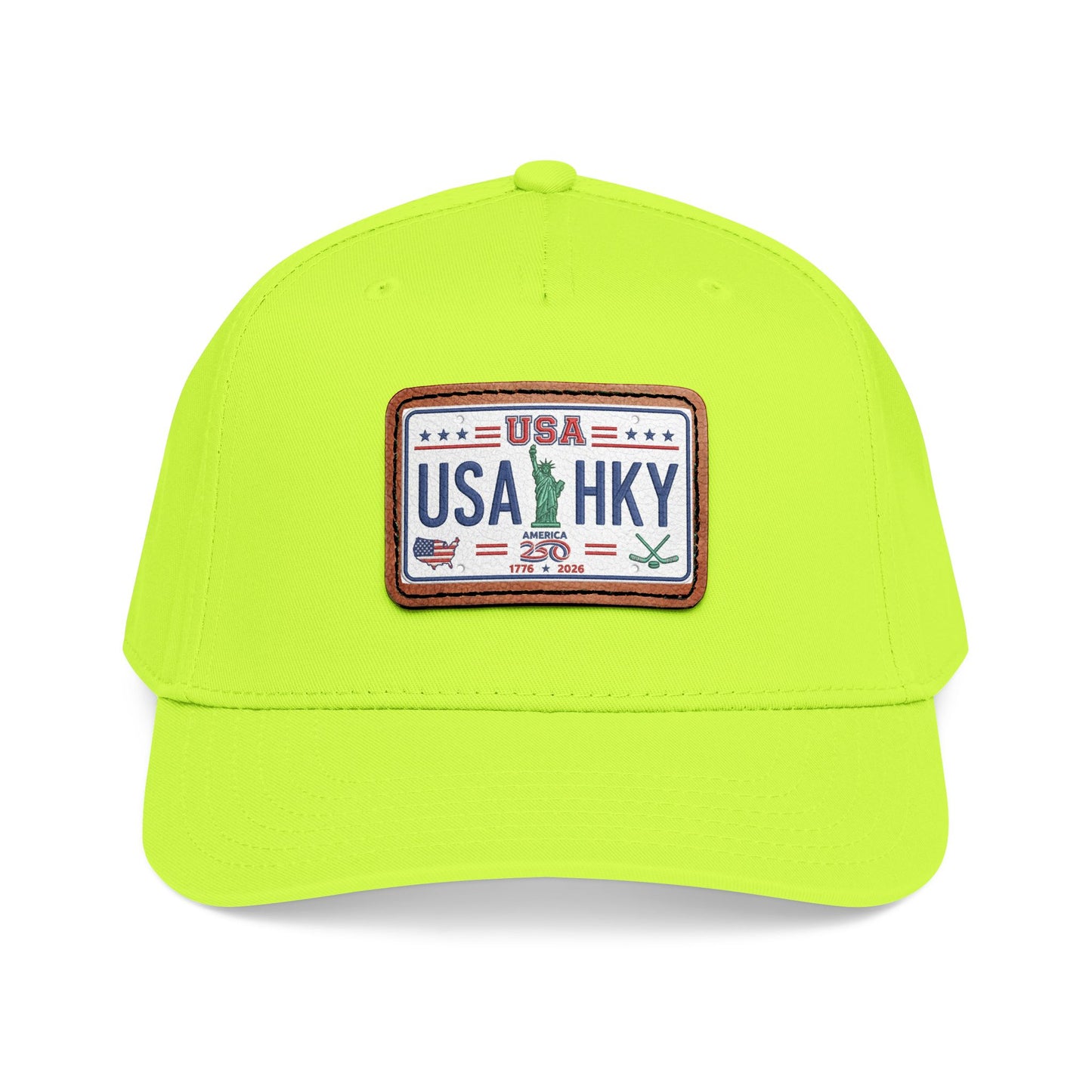 Stars & Stripes Series Mid Profile Baseball Cap with Leather Patch (Rectangle)
