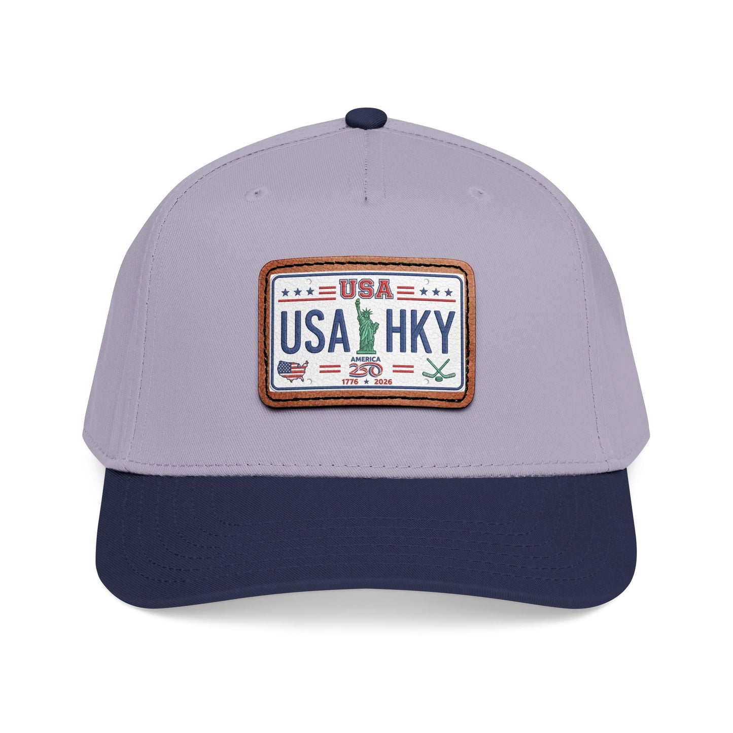 Stars & Stripes Series Mid Profile Baseball Cap with Leather Patch (Rectangle)