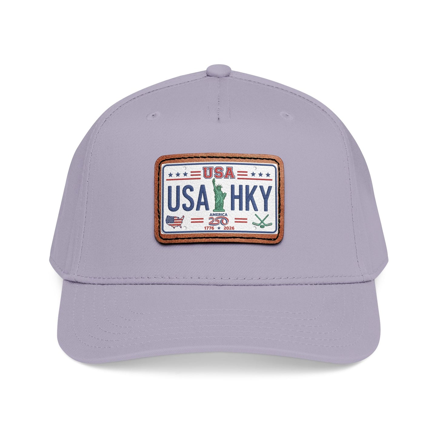 Stars & Stripes Series Mid Profile Baseball Cap with Leather Patch (Rectangle)