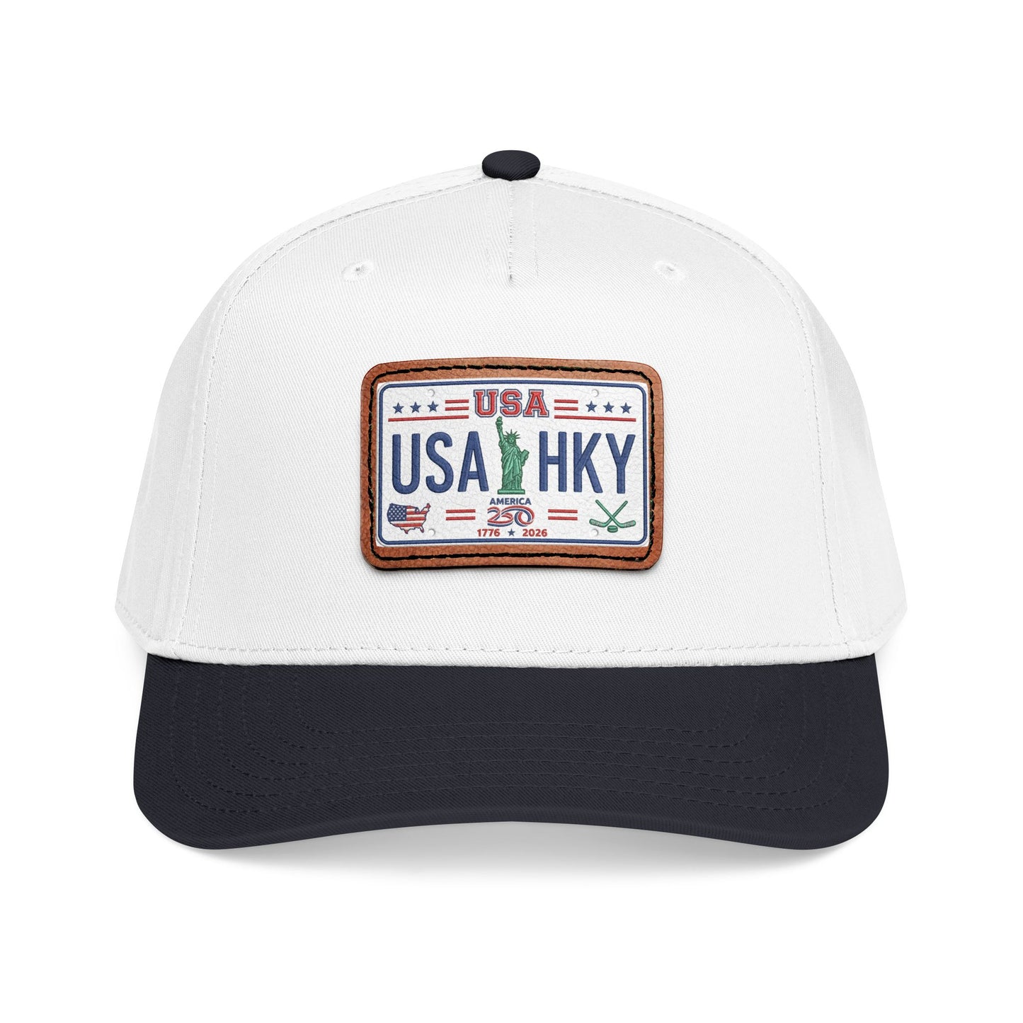 Stars & Stripes Series Mid Profile Baseball Cap with Leather Patch (Rectangle)