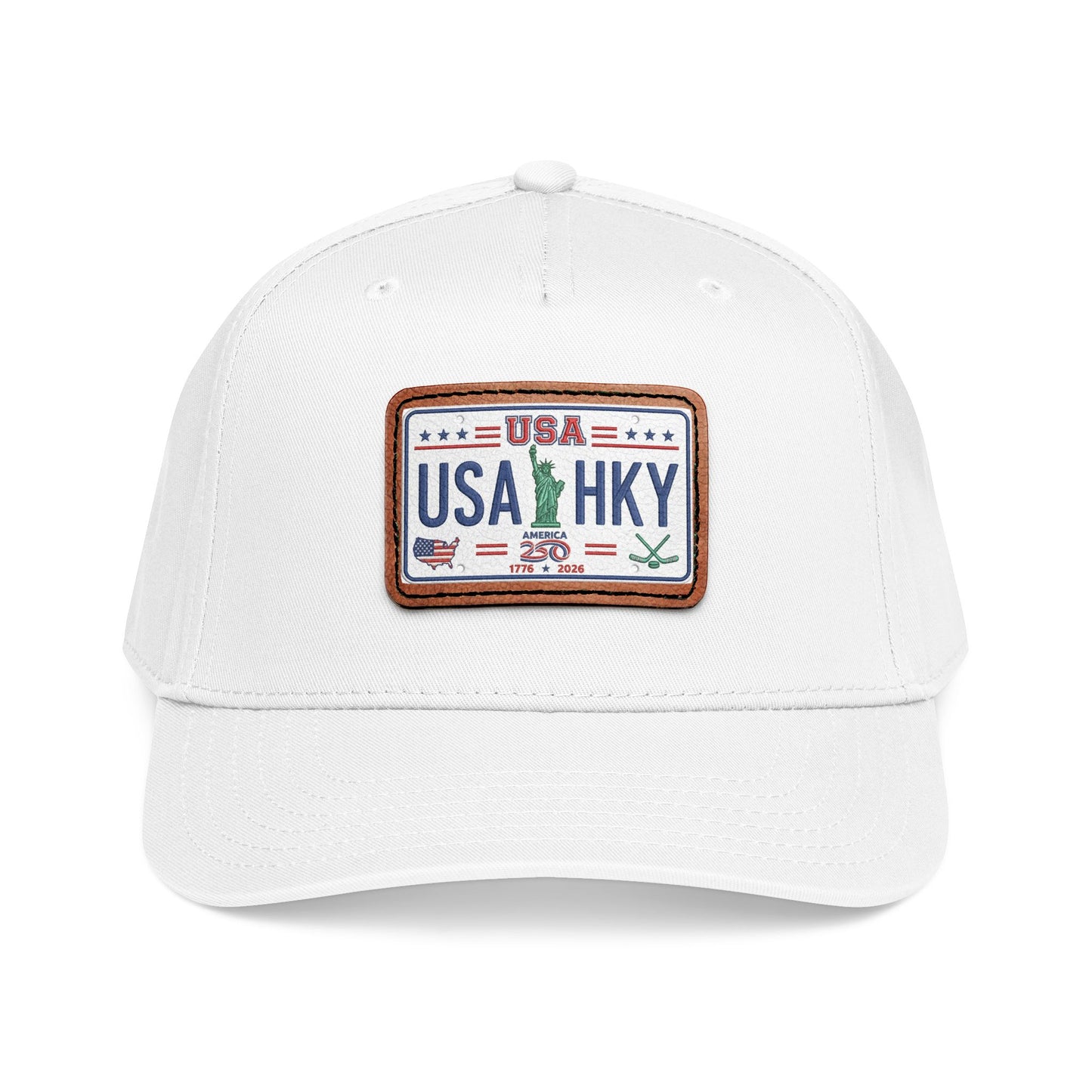 Stars & Stripes Series Mid Profile Baseball Cap with Leather Patch (Rectangle)