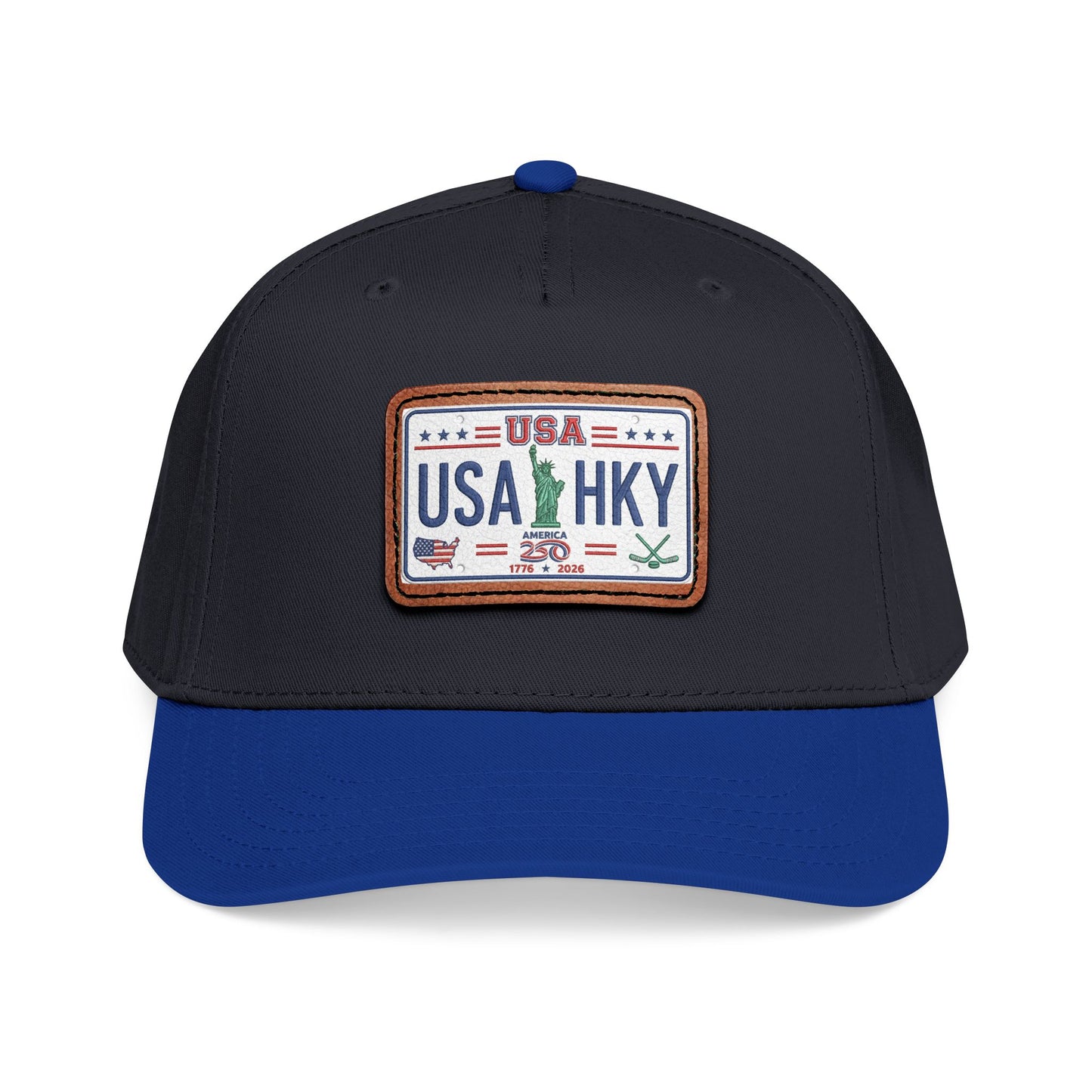 Stars & Stripes Series Mid Profile Baseball Cap with Leather Patch (Rectangle)