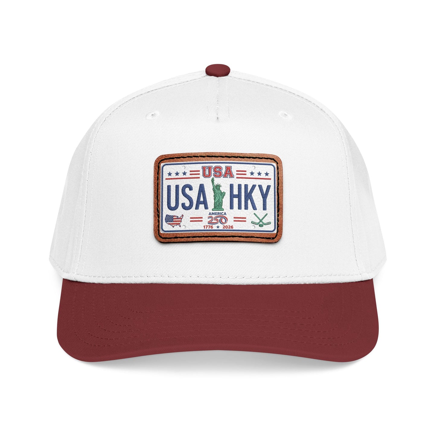 Stars & Stripes Series Mid Profile Baseball Cap with Leather Patch (Rectangle)