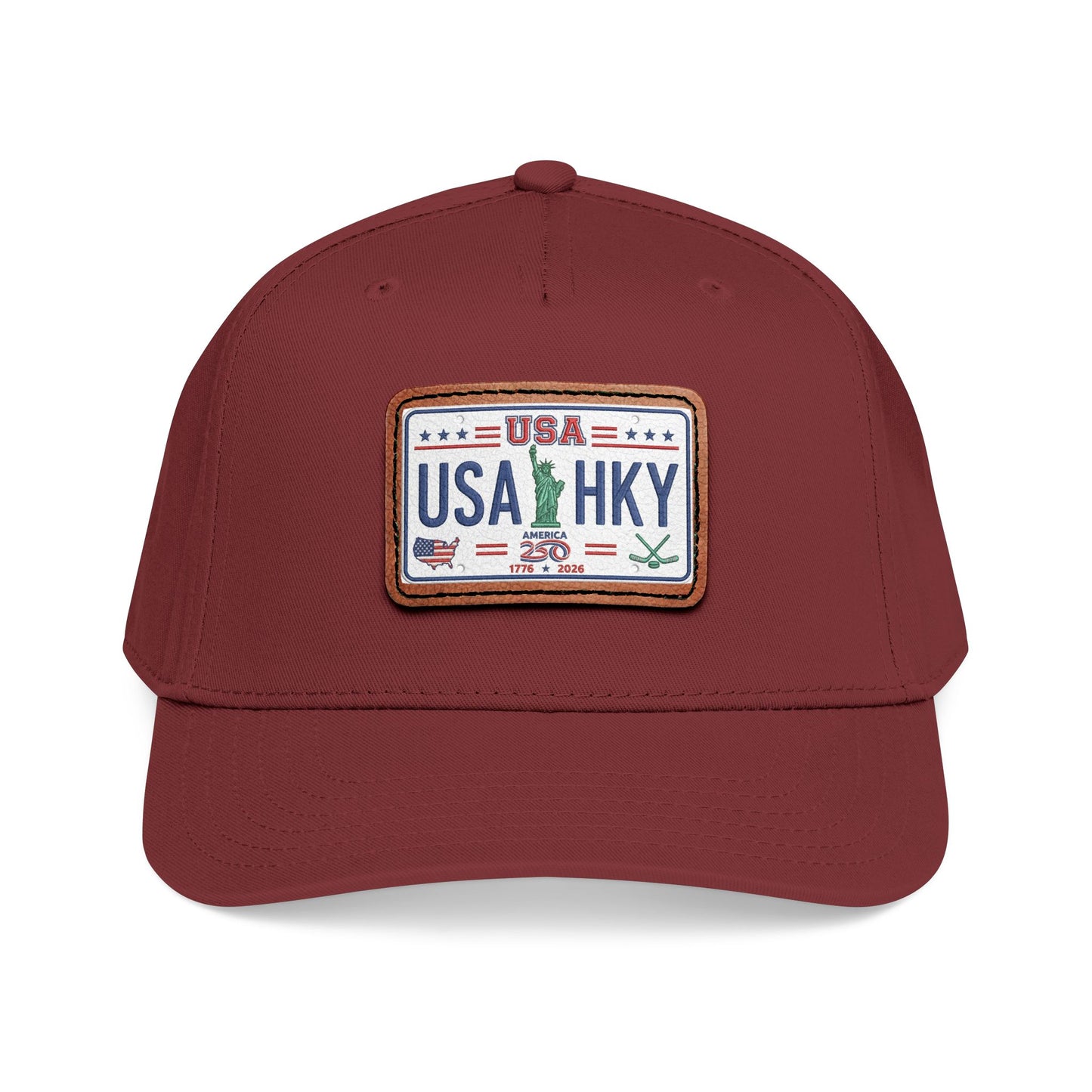 Stars & Stripes Series Mid Profile Baseball Cap with Leather Patch (Rectangle)