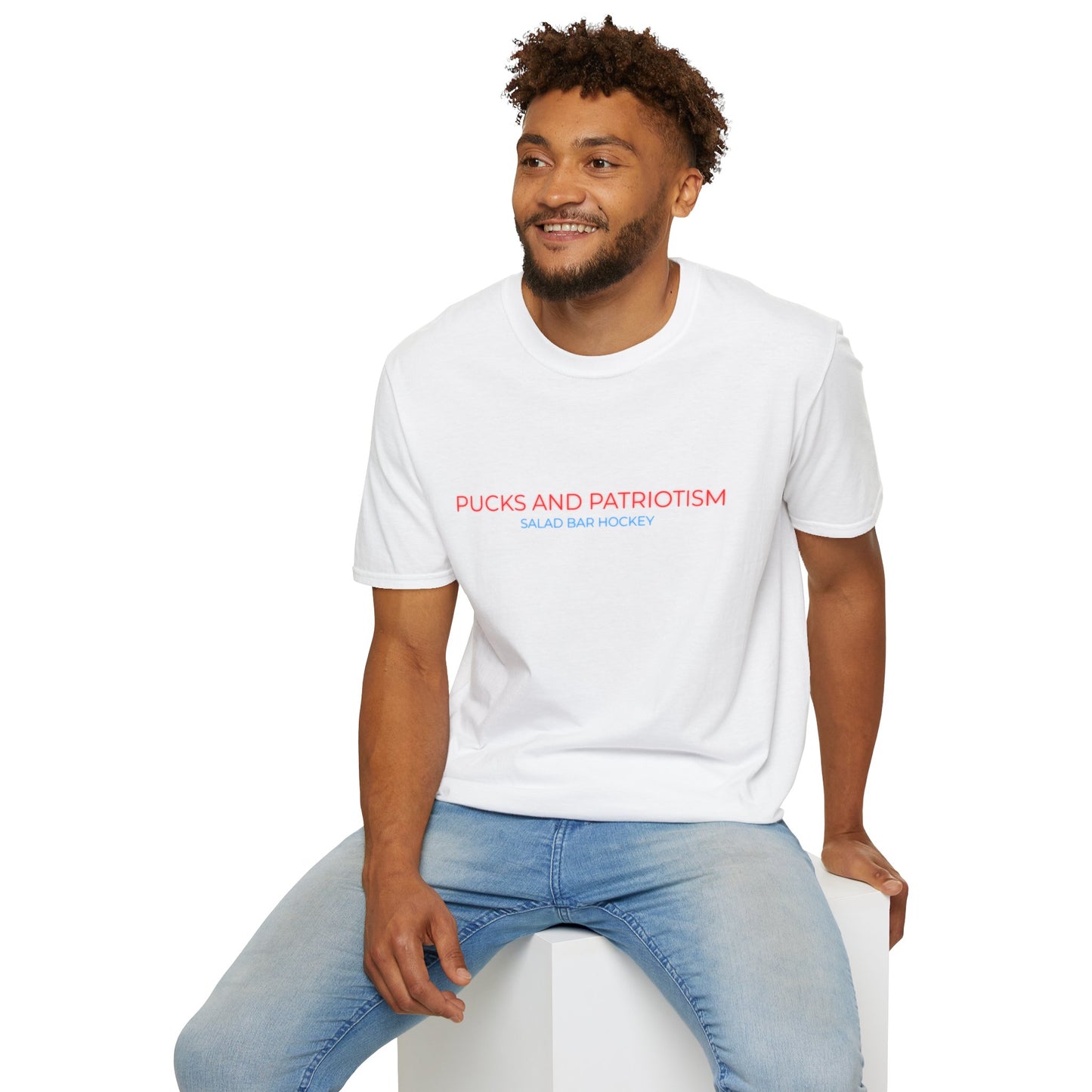 Pucks And Patriotism, Unisex USA Hockey T-Shirt (With Color)